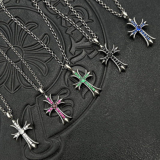 Chrome Hearts Necklace Cross Diamond Pendant Men's and Women's