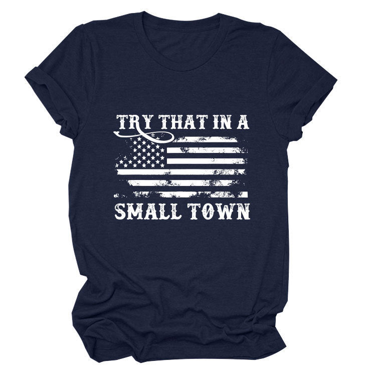 Casual crew neck women's T-shirt personalized printing fashion short sleeves