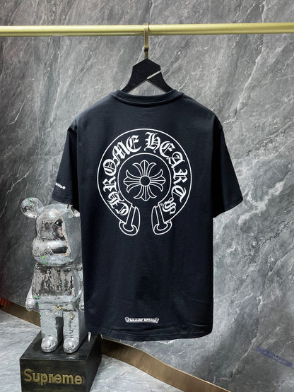 CHH Chrome Hearts T Shirts Big Horseshoe Cruciate Flower Sanskrit Short Sleeve T-shirt