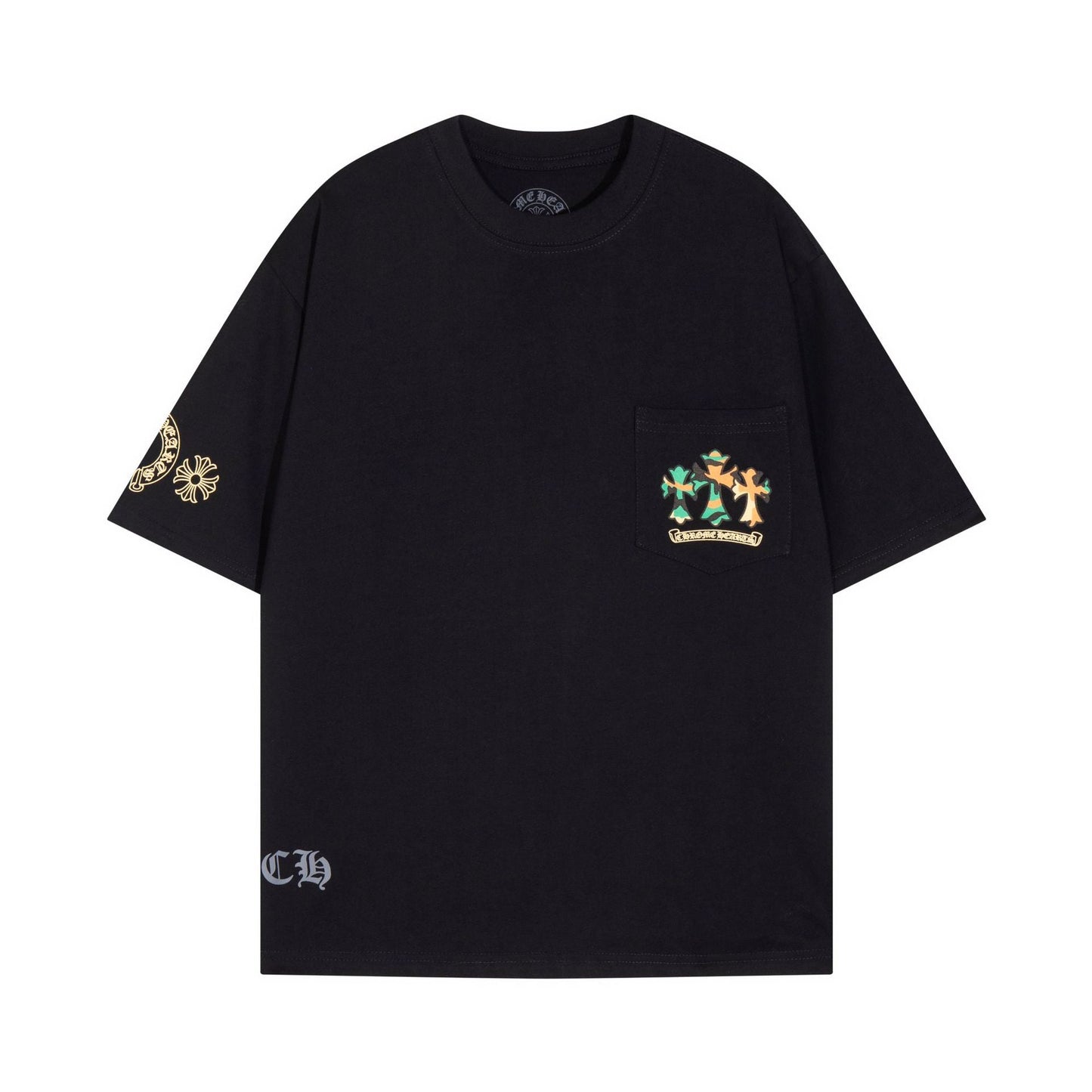 CHH Chrome Heart T Shirts Cross Color Printed Short Sleeve T-Shirt Loose