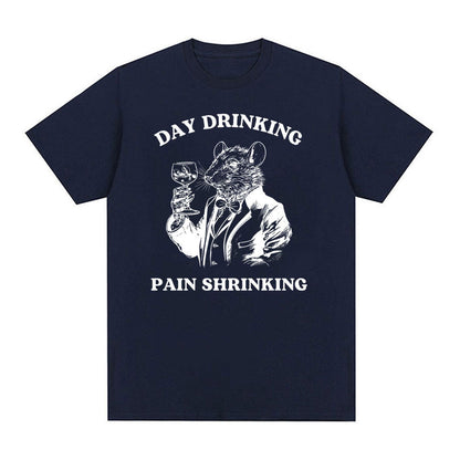 Day Drinking Pain Shrinking Vintage Rat Drawing T Shirt