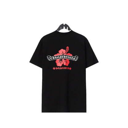 CHH Chrome Heart T Shirts CH Flower Sanskrit Casual Short Sleeve T-Shirt Loose