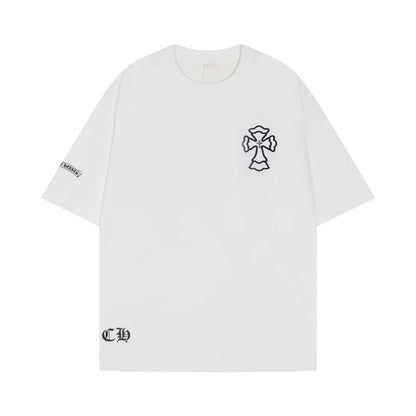 CHH Chrome Heart T Shirts Cross Print Short Sleeve T-Shirt Loose