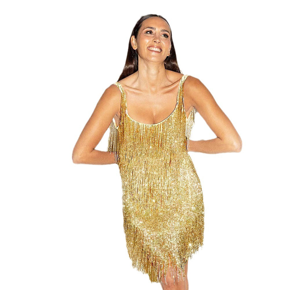 Corset Dress Autumn Winter Sexy Backless Tassel Dress