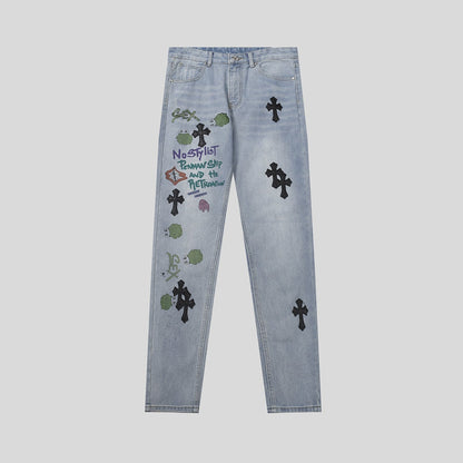 CHH Chrome Hearts Jeans Unisex Casual Loose Jeans