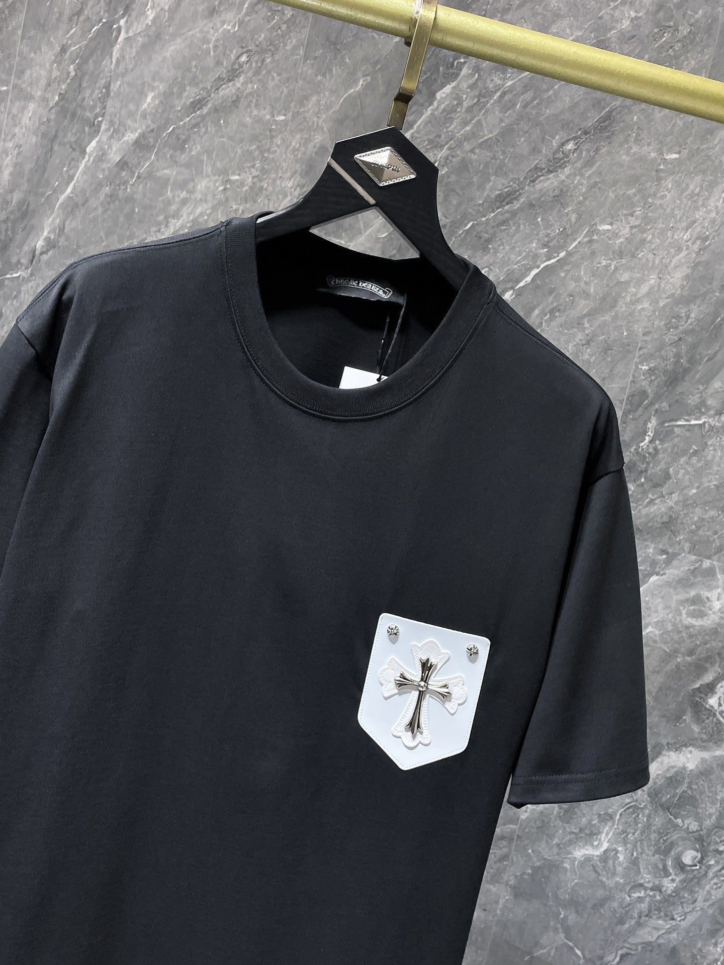 Chh Chrome Hearts T Shirts Pocket Handmade Button Casual Short Sleeve T-Shirt
