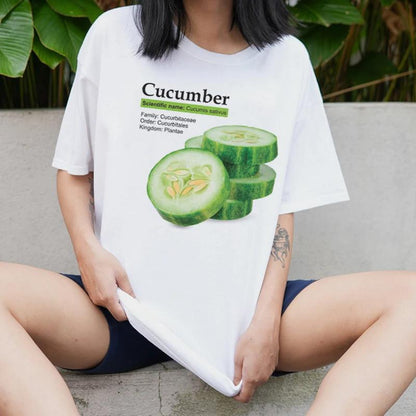 Cucumber Retro Fashion Streetwear T-Shirts Women Oversized