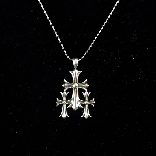 Chrome Hearts Necklace Cross Pendant Men's Vintage Thai Silver Letter Bead Necklace