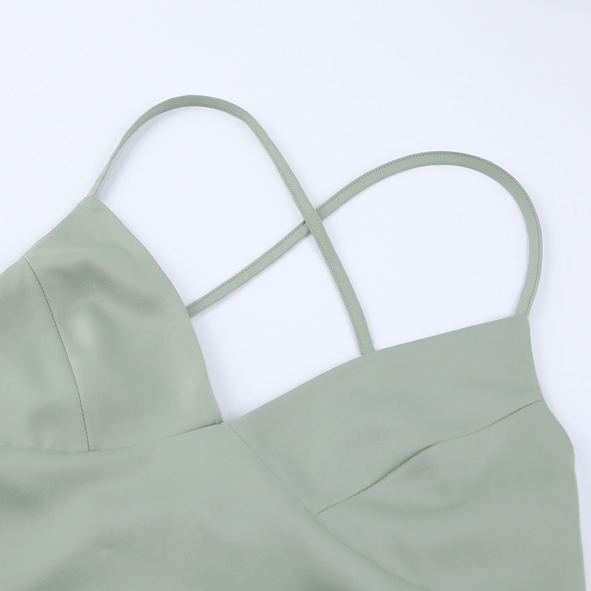 Corset Dress Summer Party Dress Sexy Satin Backless Lace up Slim Fit Suspender Dress