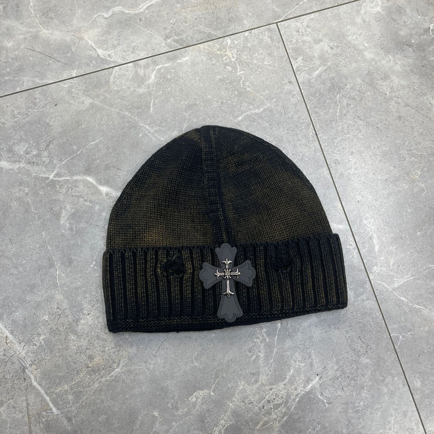 Chh Chrome Heart Beanie Frayed Knitted Hat Korean Version Simple Warm Ear Protector Wool Hat