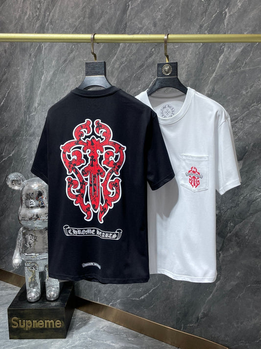 CHH Chrome Hearts T Shirts Red Sword Phantom Short Sleeve T-shirt for Men and Women