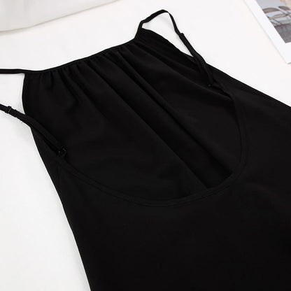 Corset Dress Slip Dress round Neck Sexy Backless Loose Satin Wrinkle Dress