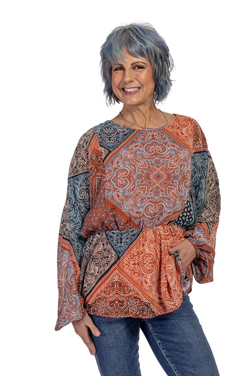 Women's Boho Long Balloon Sleeve Top