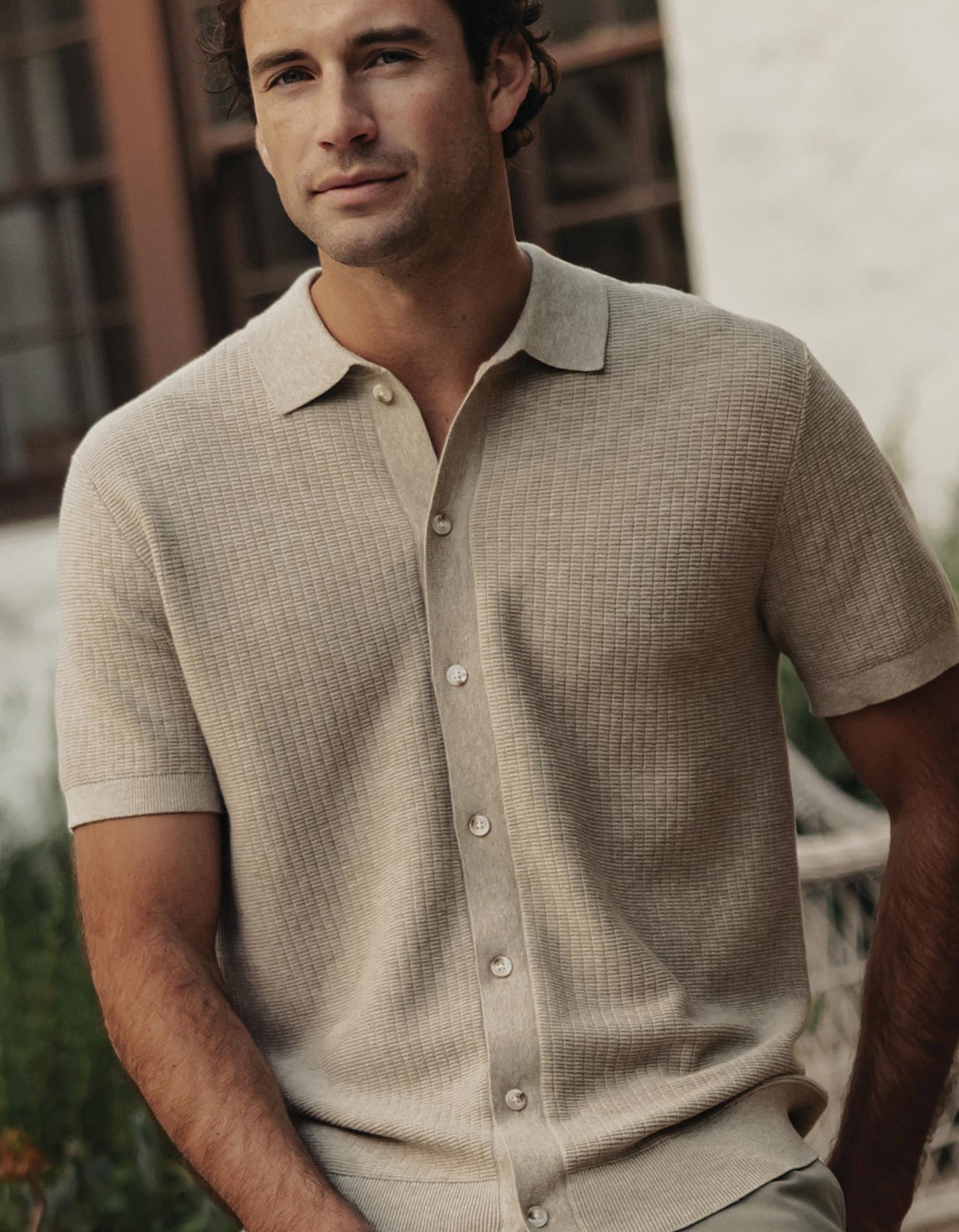 Breezeknit Button Up in Flax