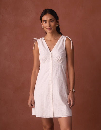 Eyelet Camille Dress in Ecru