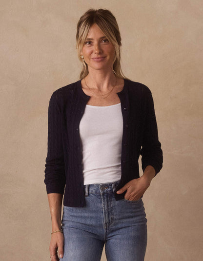 Ravello Fine Gauge Cardigan in Navy