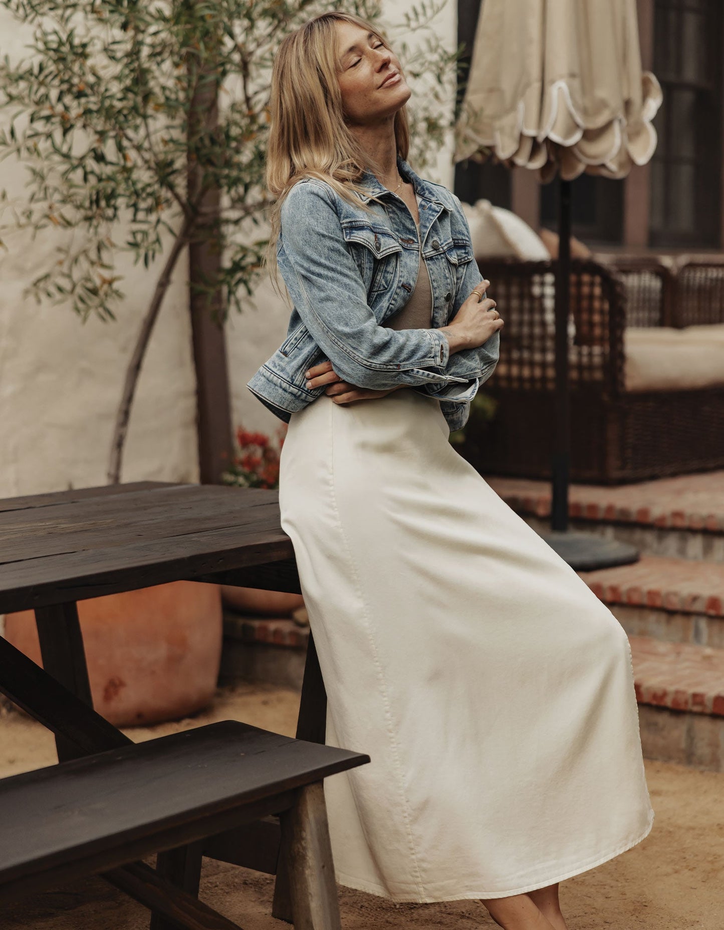 Sueded Costa Wrap Skirt in Ivory