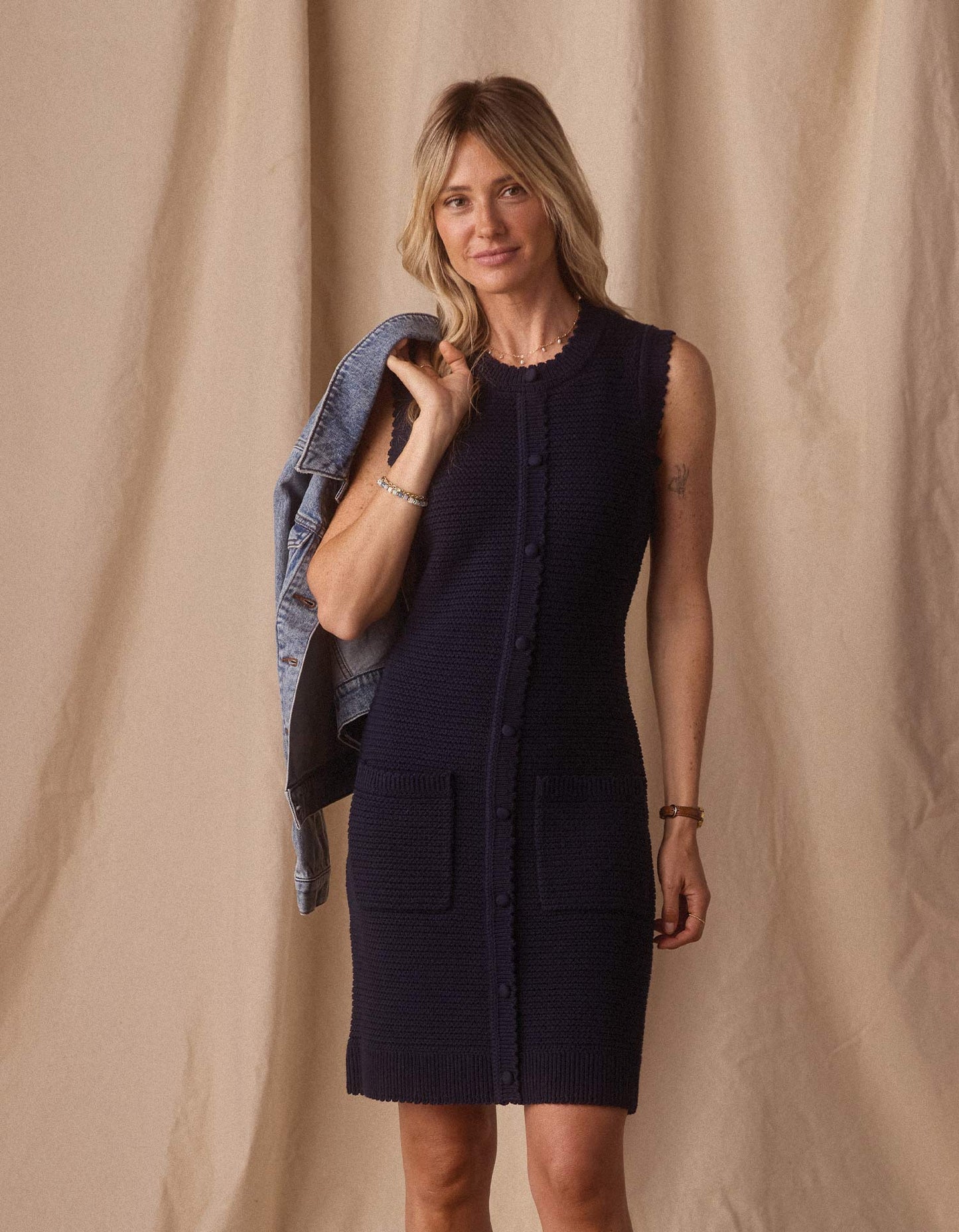 Quinn Knit Mini Dress in Navy