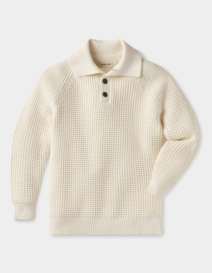 Waffle Sweater Popover in Ivory