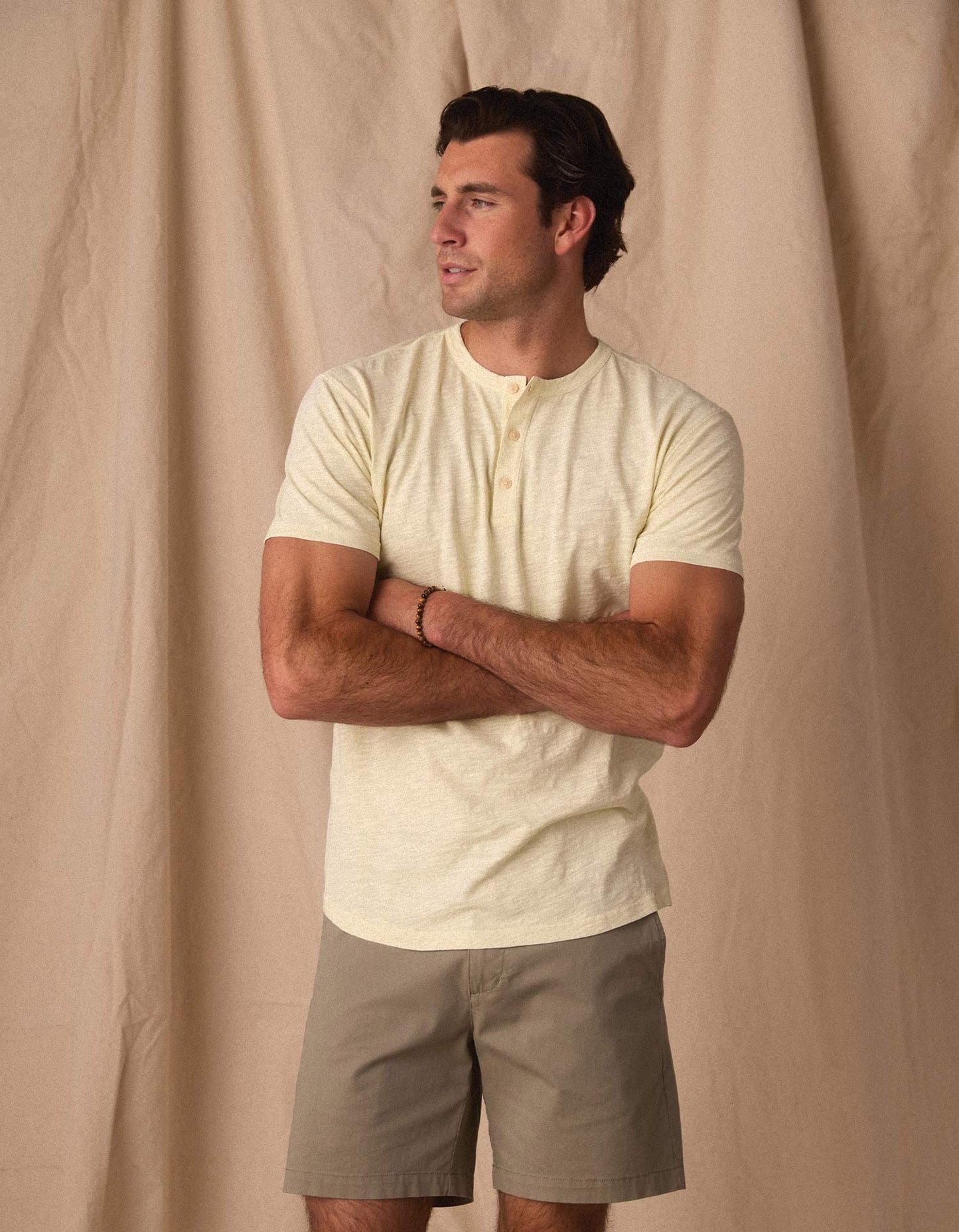 Vintage Slub Henley in Pear Sorbet