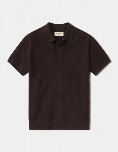 Breezeknit Button Up in Dark Brown