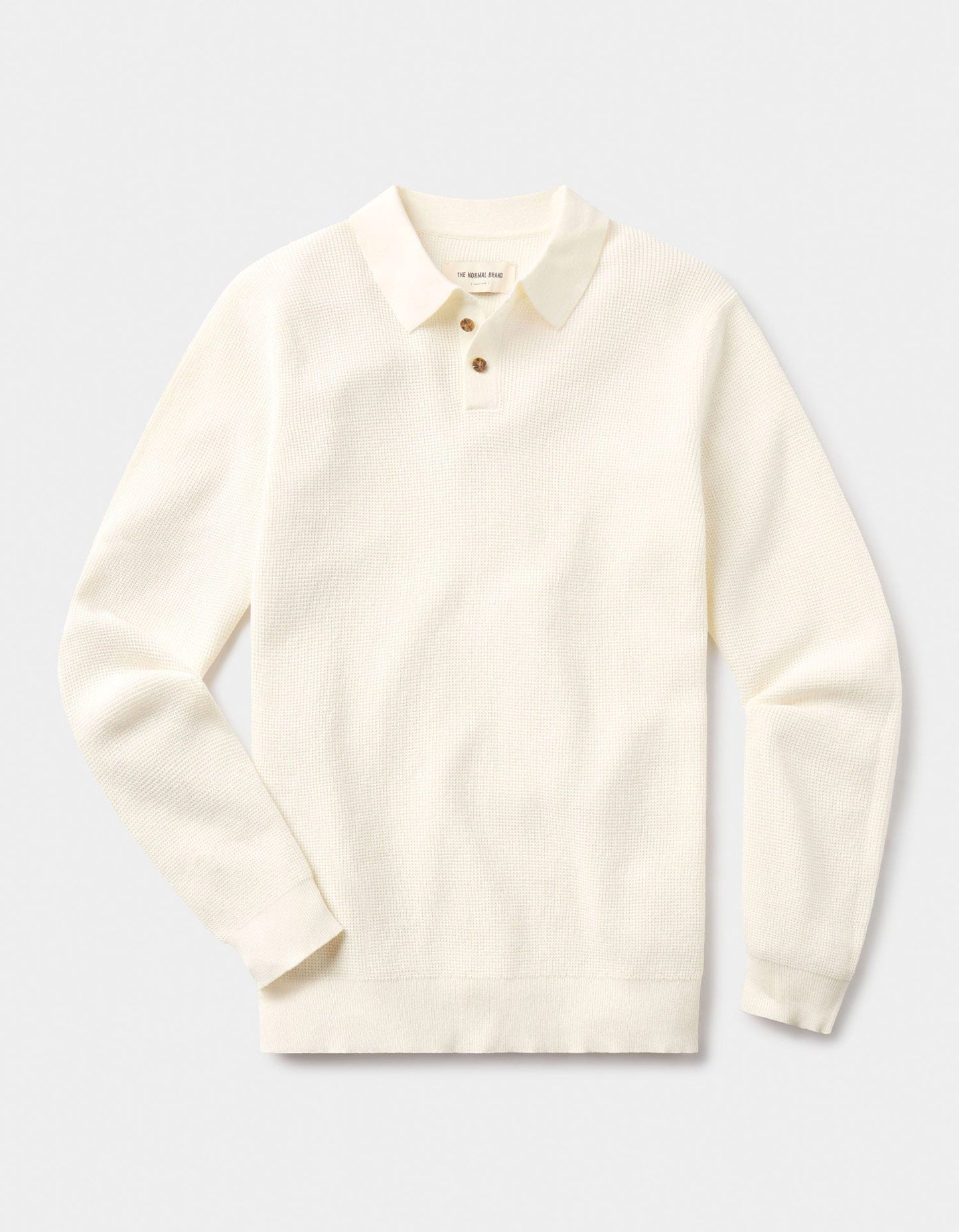 Robles Knit Waffle Stitch Polo in Cream
