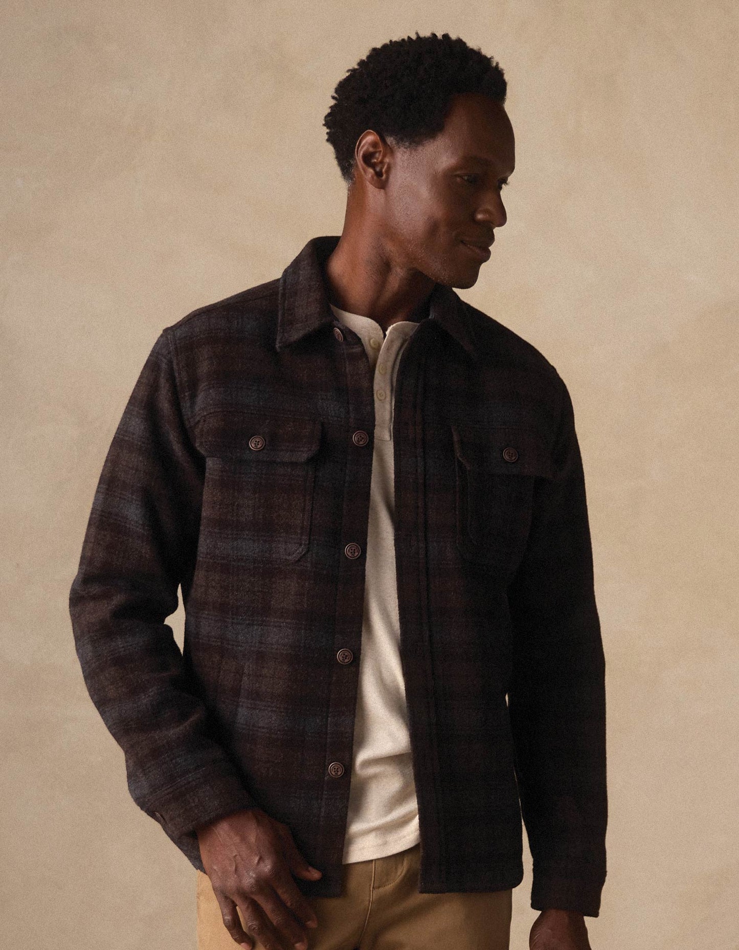 Brightside Flannel Lined Workwear Jacket in Brown Plaid