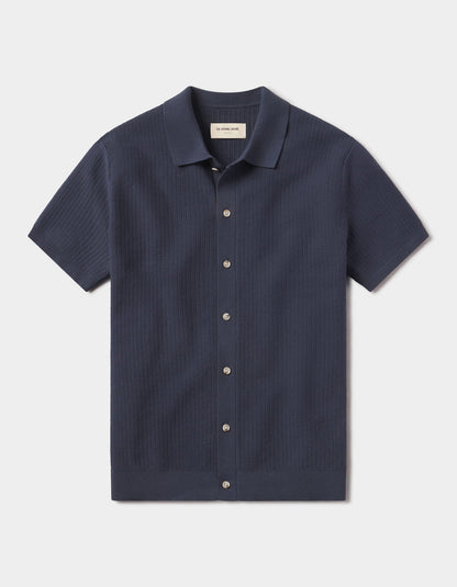 Breezeknit Button Up in Vintage Blue