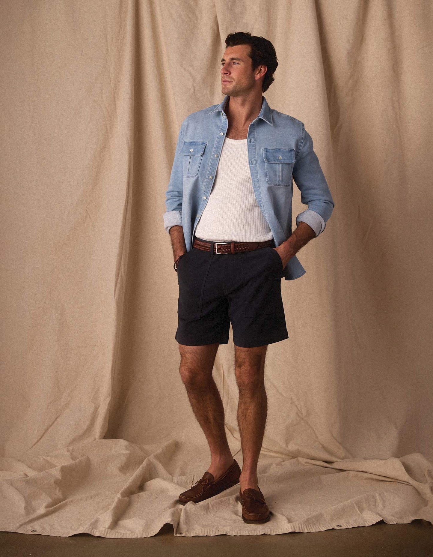 Comfort Terry Utility Short in Navy
