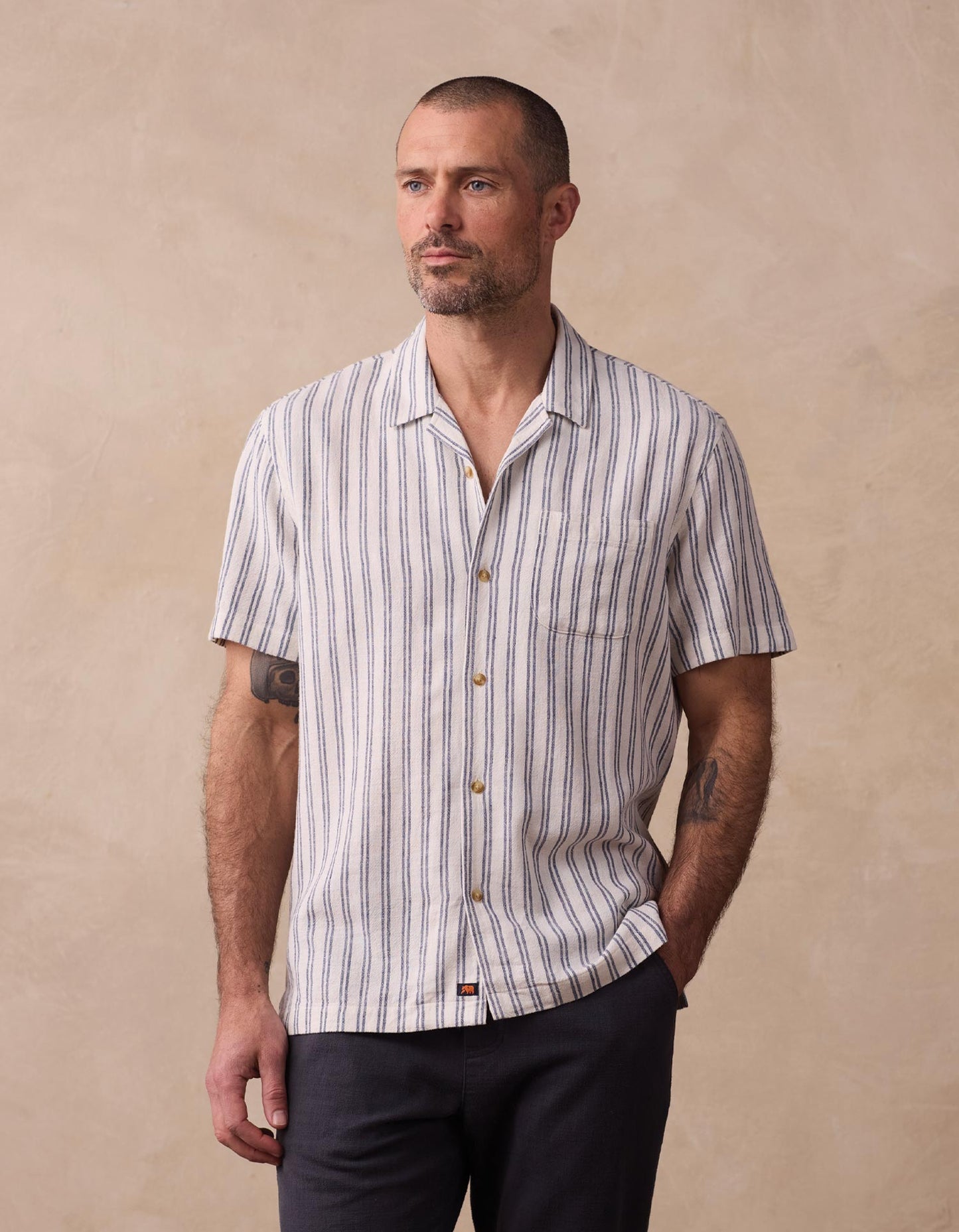 Freshwater Camp Shirt in Vintage Blue Stripe