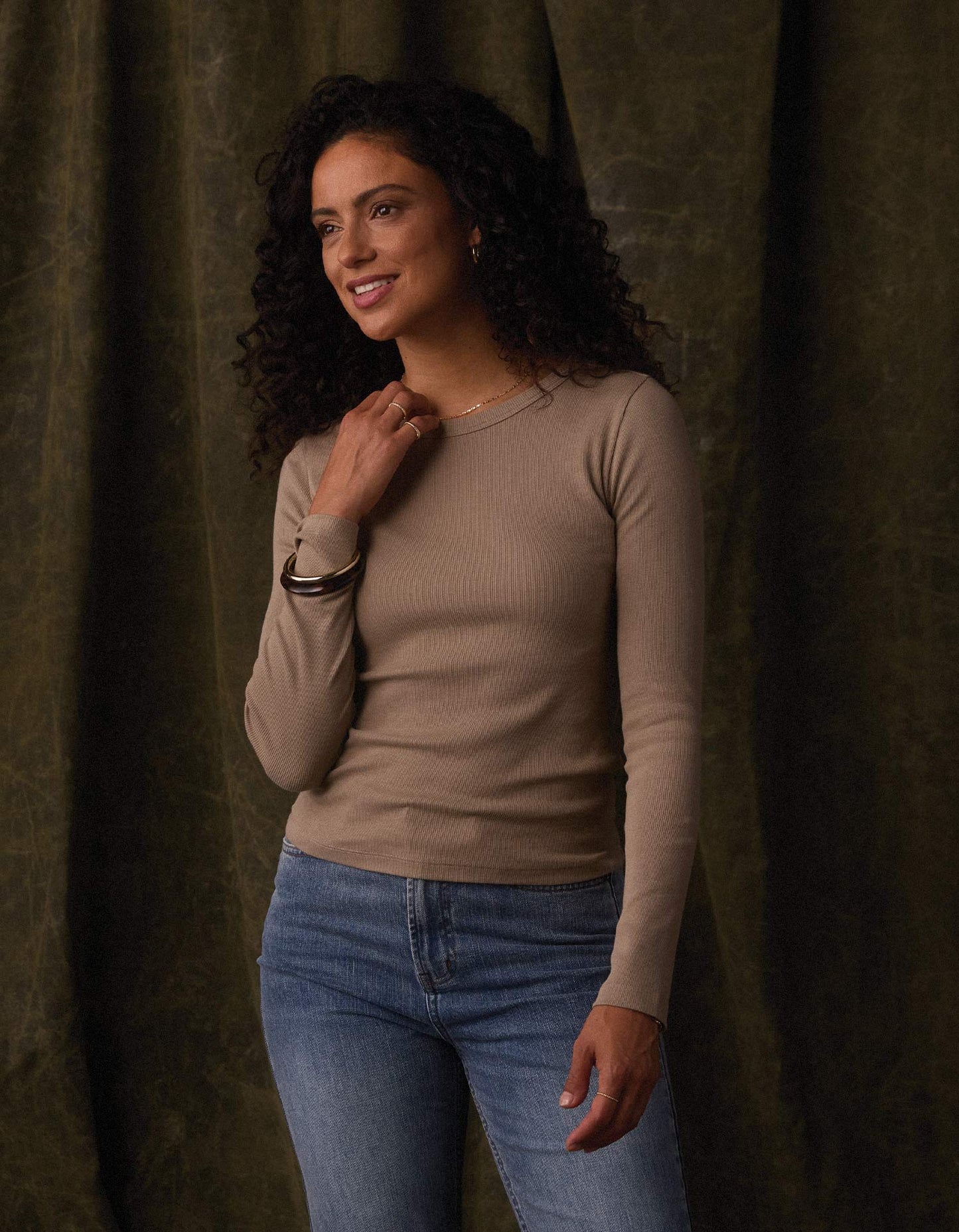 Normal Rib Long Sleeve Crewneck Tee