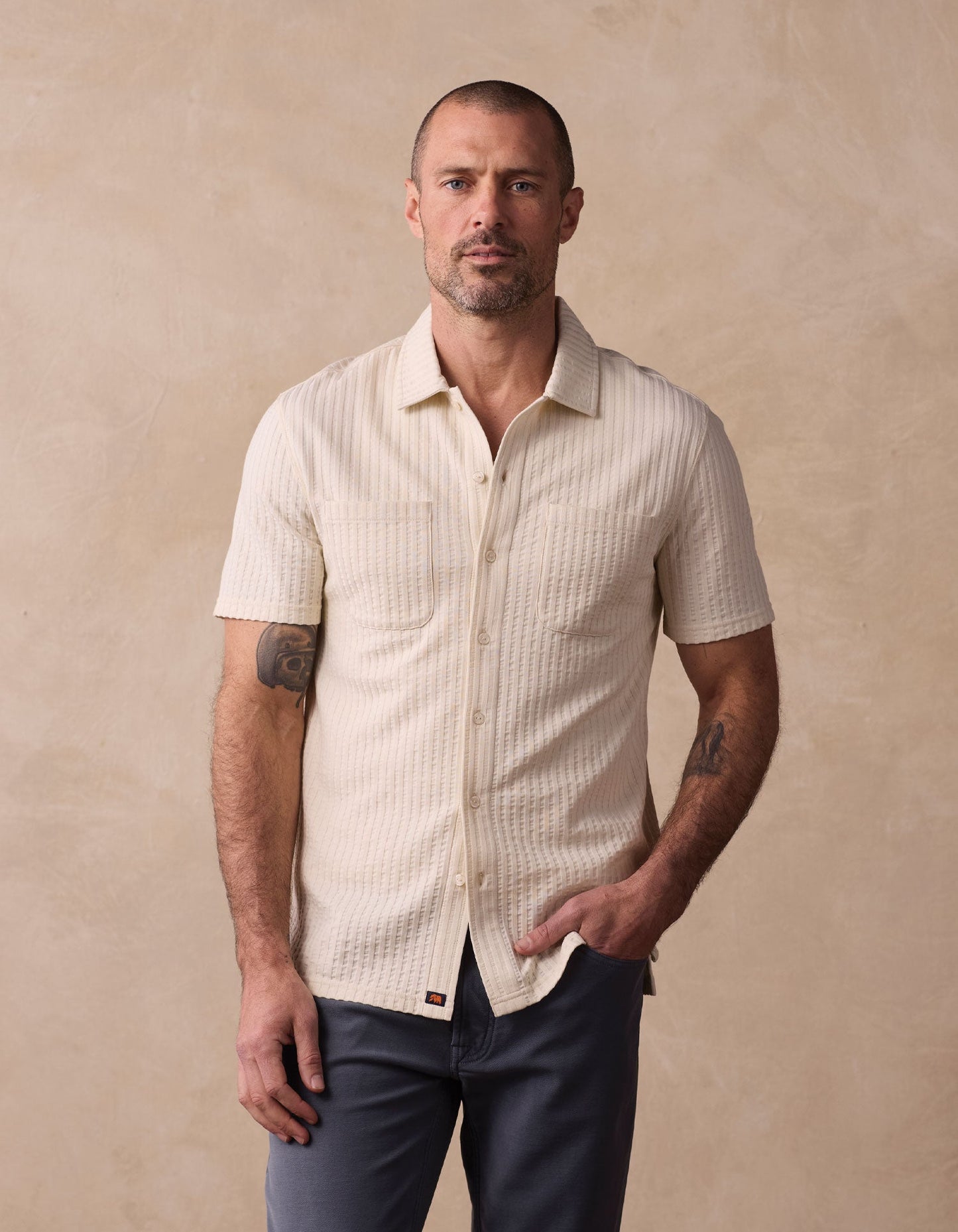 Knit Getaway Button Up in Stone