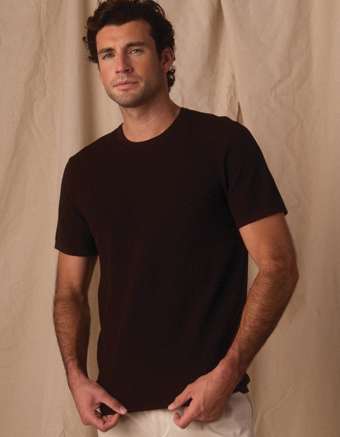 Driftknit Sweater Tee in Dark Brown