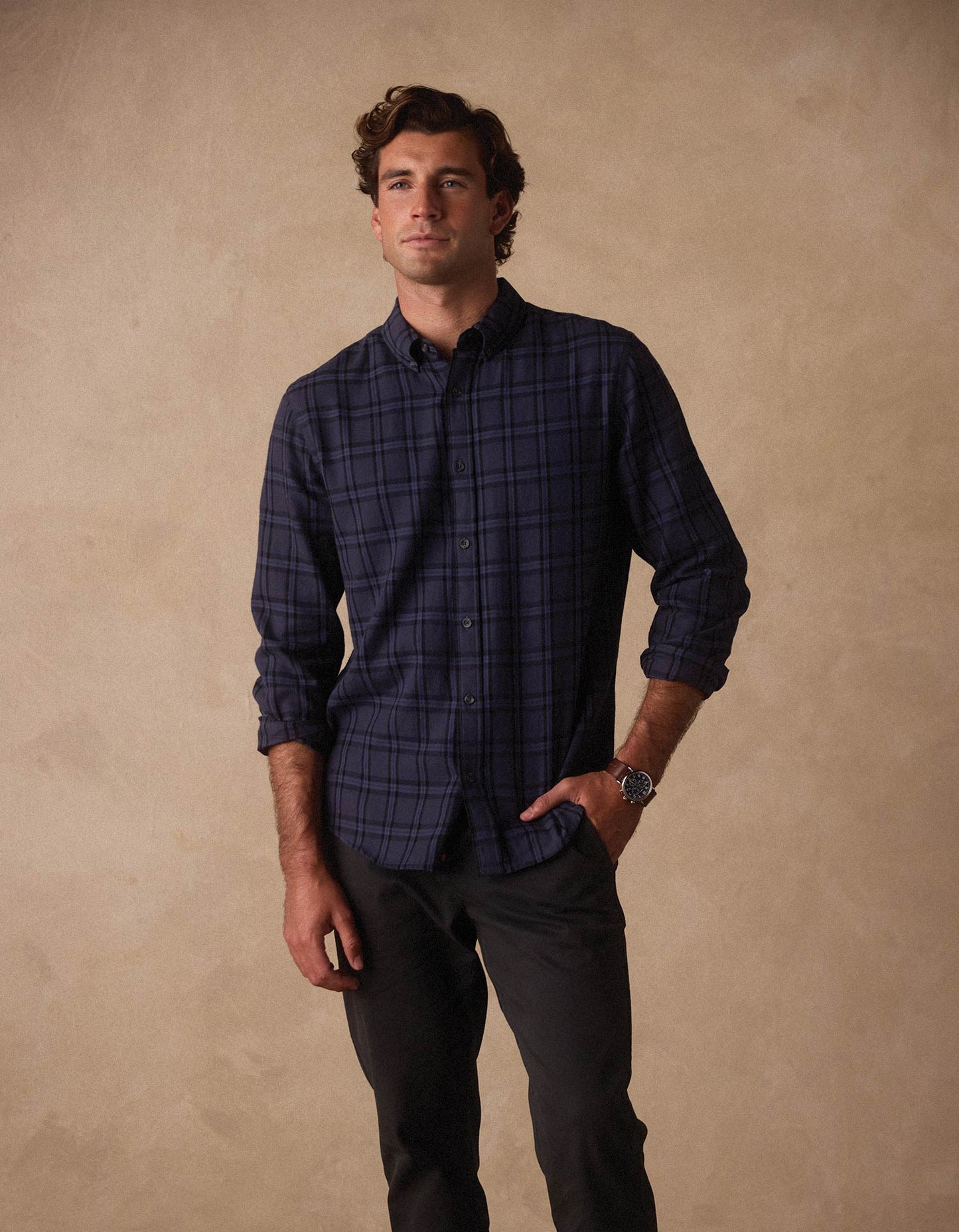 Nikko Classic Button Up in Indigo Plaid
