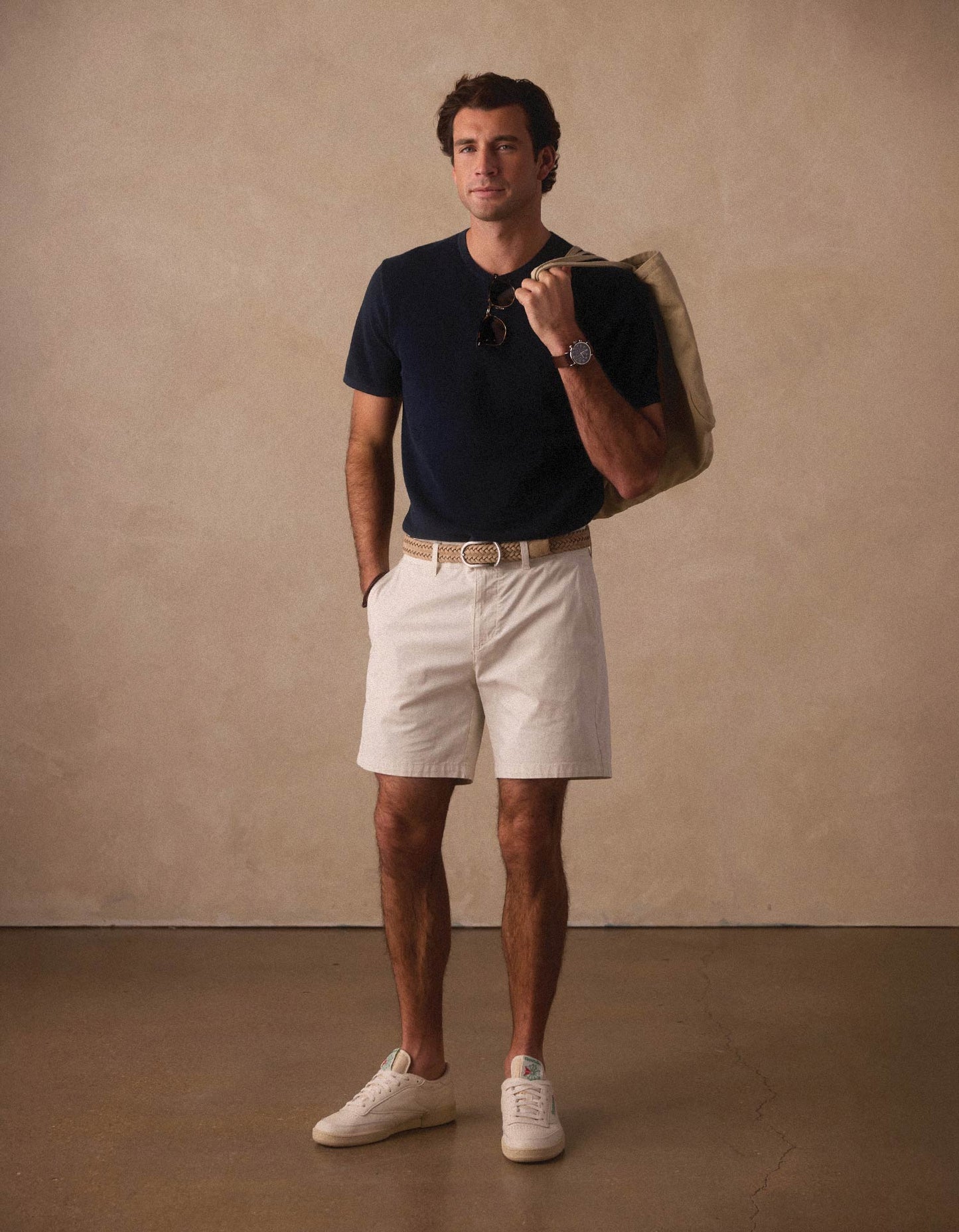 Stretch Chino Short in Stone