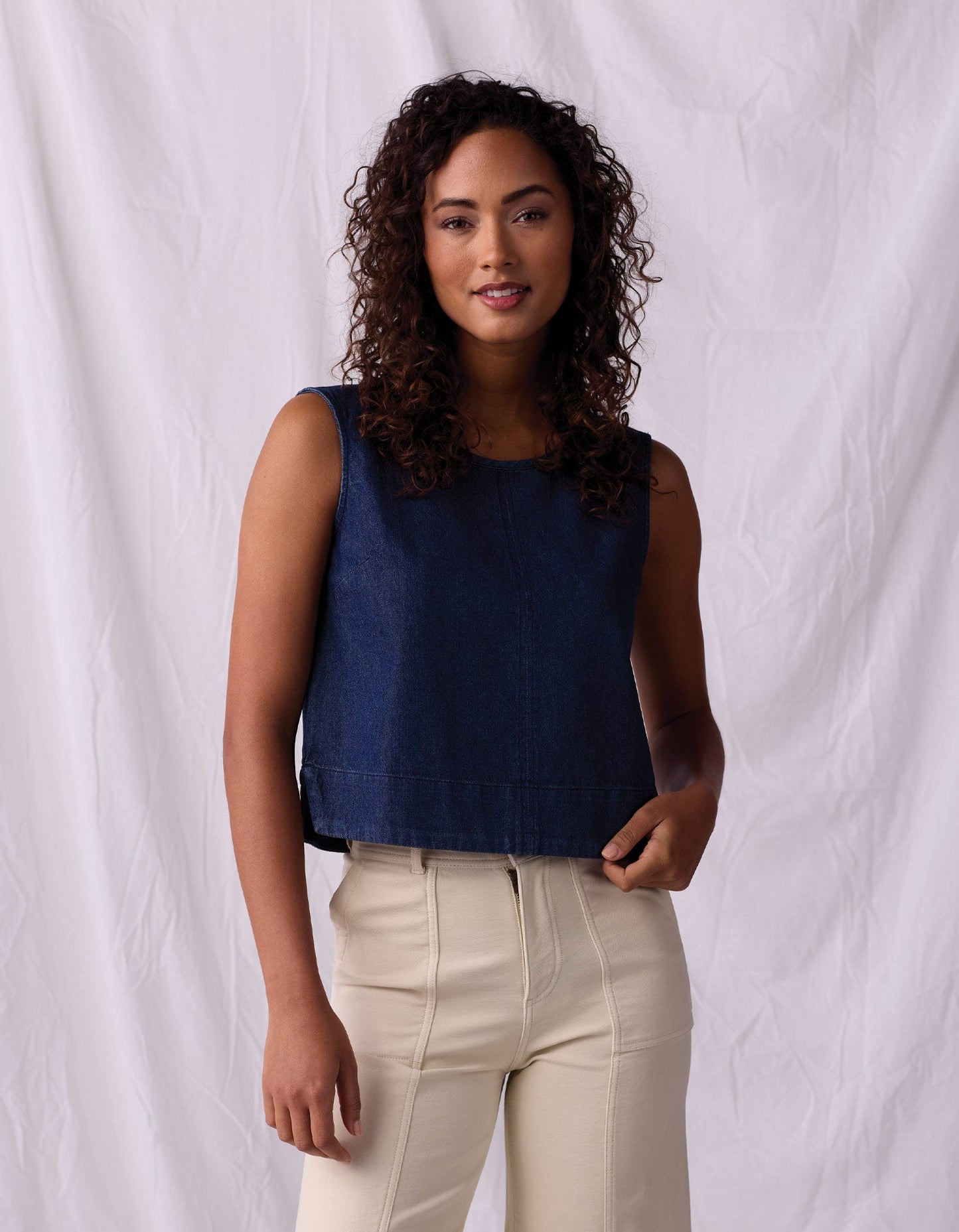 Lightweight Denim Mariner Top in Dark Indigo