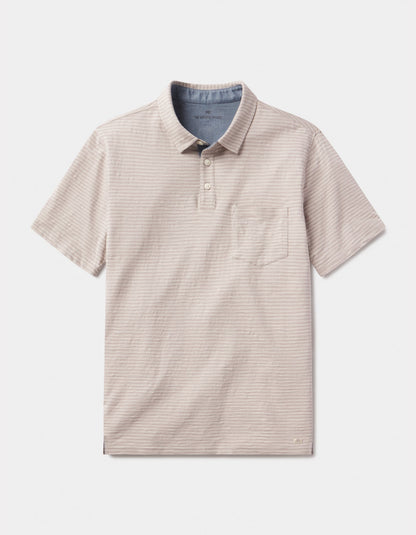 Vintage Slub Pocket Polo in Greystone Stripe