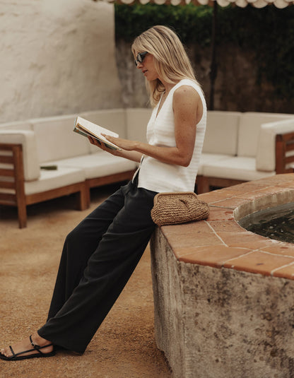 Sueded Costa Drawcord Pant in Black
