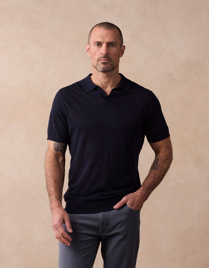 Summer Linen-Blend Polo in Navy
