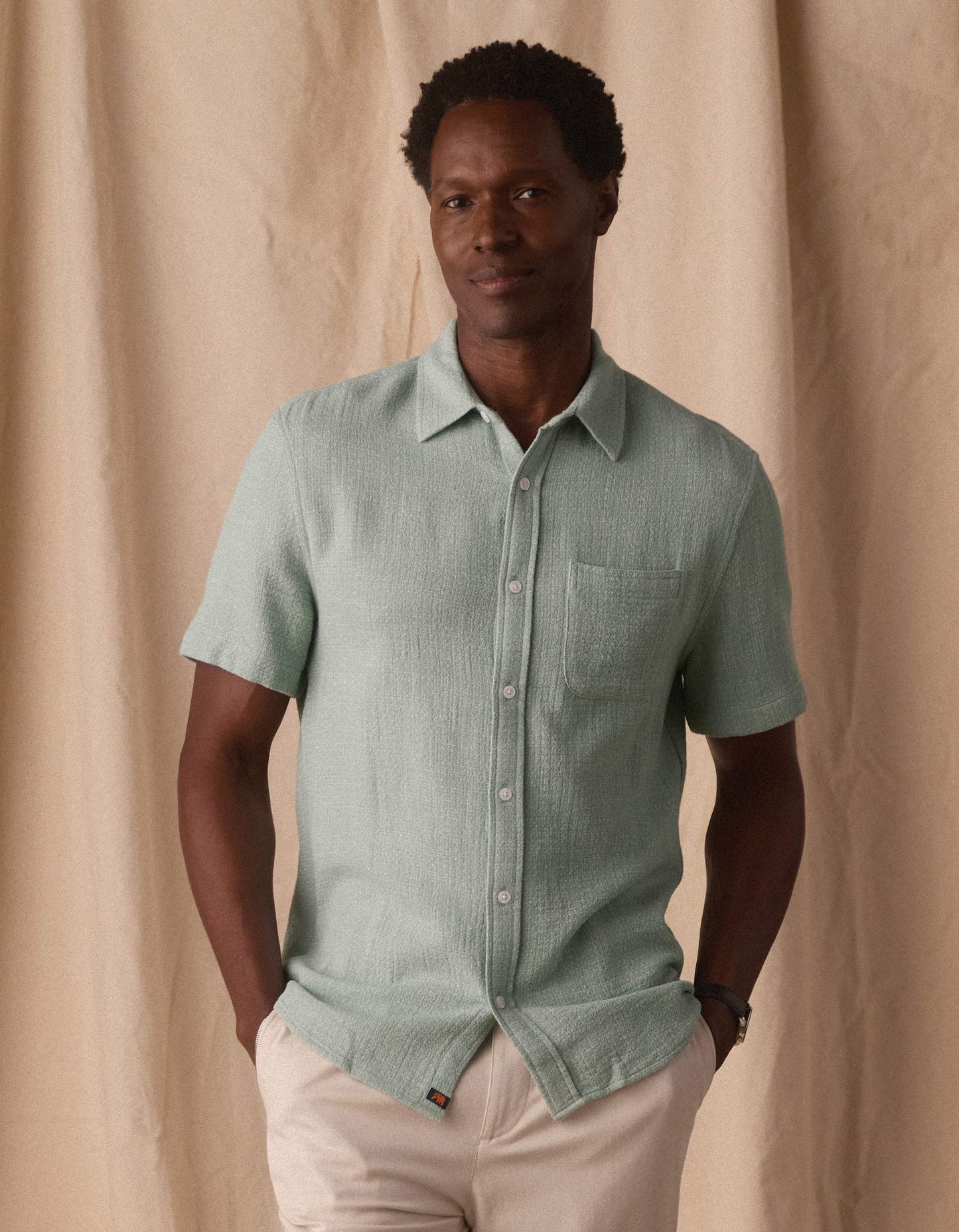 Freshwater Short Sleeve Button Up Shirt in Ocean Surf Spray