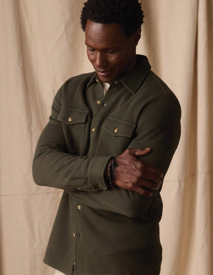 Looped Terry Button Up in Alpine