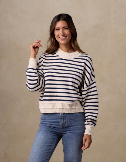 Maritime Crewneck in Cream/Navy