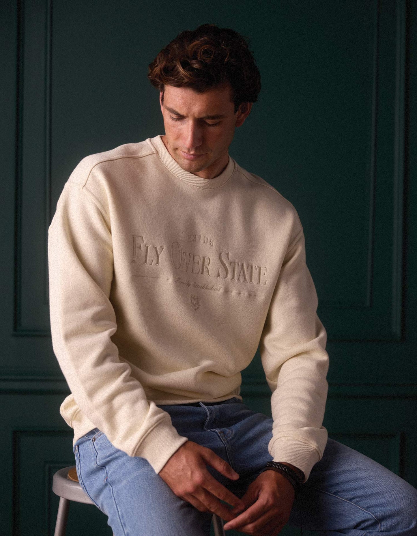 Normal Fleece Graphic Pullover in Shale Blue