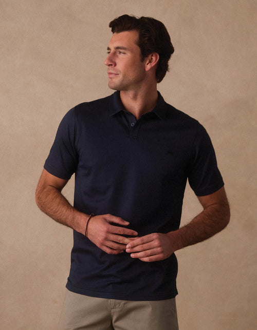 Performance Pique Polo in Navy