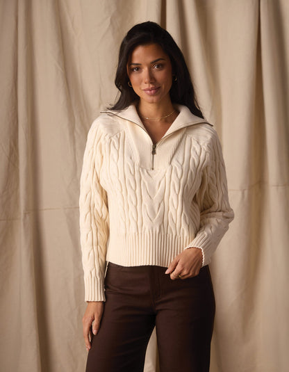 Lola Everyday Quarter Zip in Cream