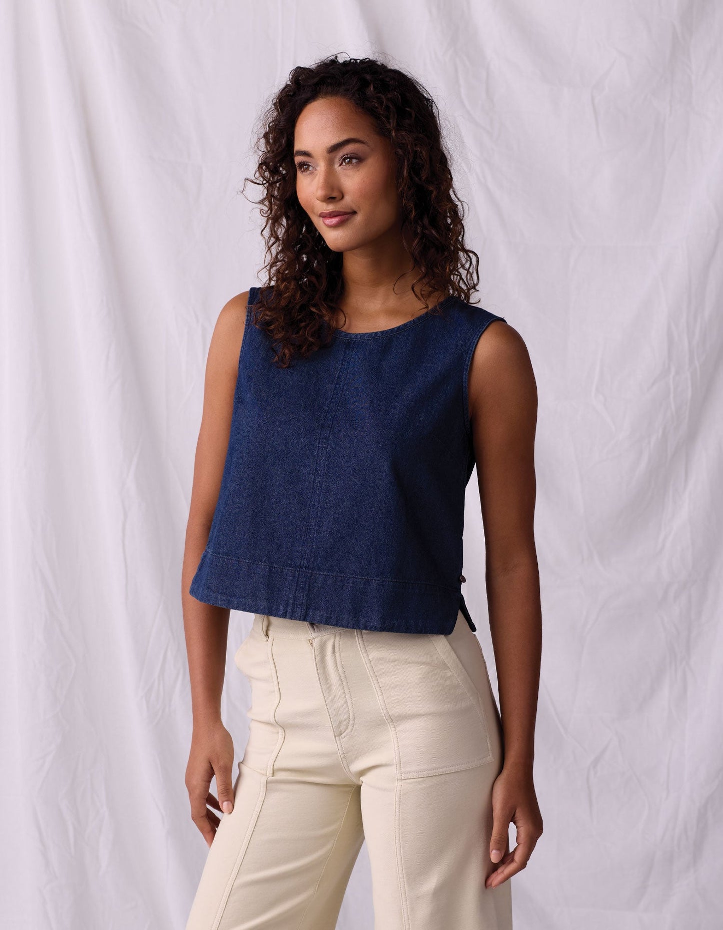 Lightweight Denim Mariner Top in Dark Indigo