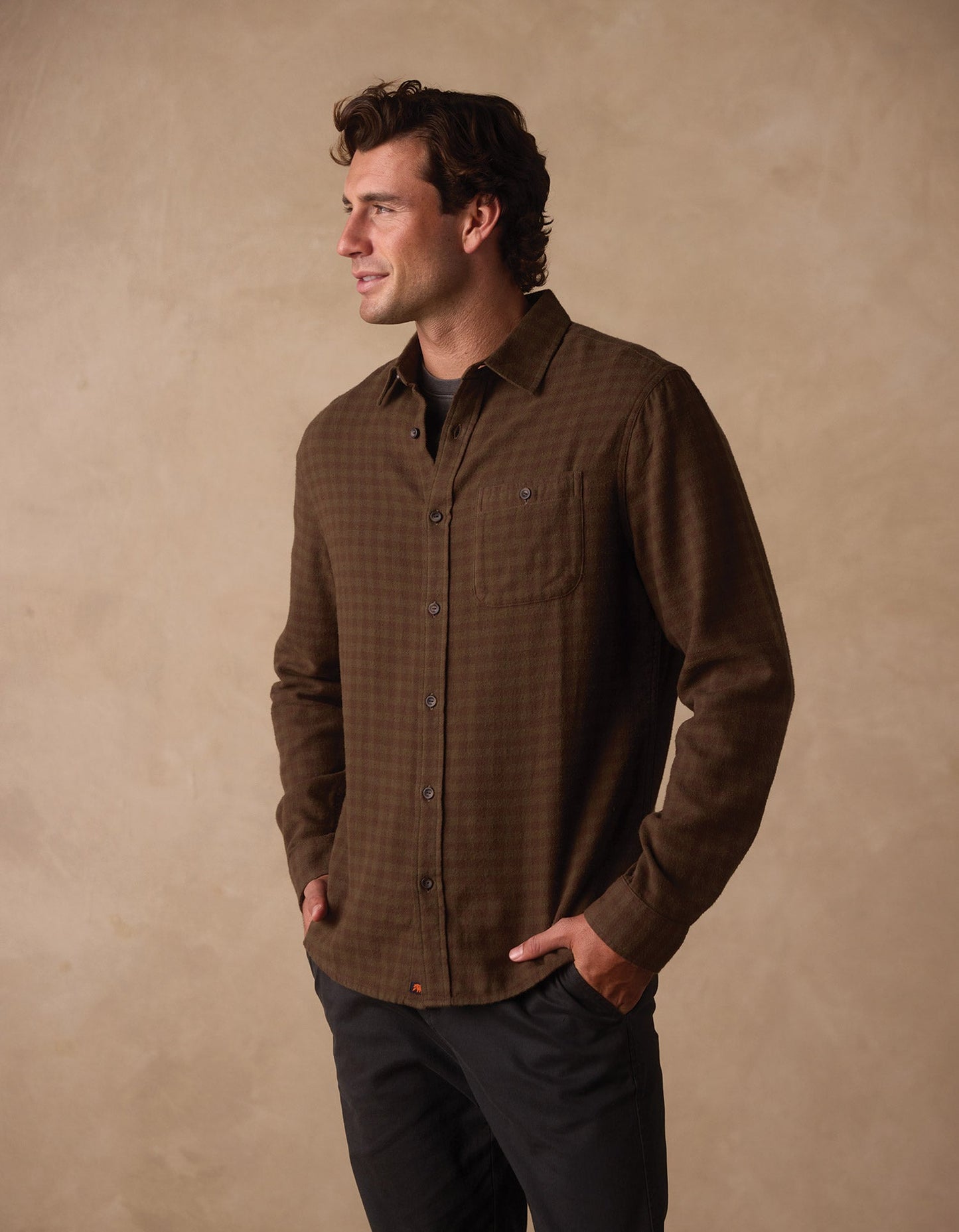 Hudson Double Brushed Flannel in Olive Plaid