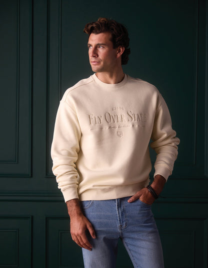 Normal Fleece Graphic Pullover in Shale Blue