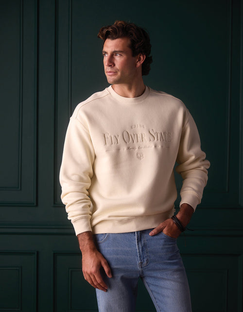 Normal Fleece Graphic Pullover in Shale Blue