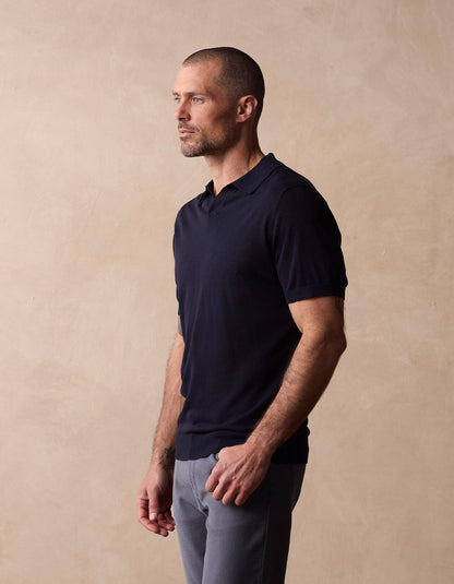 Summer Linen-Blend Polo in Navy